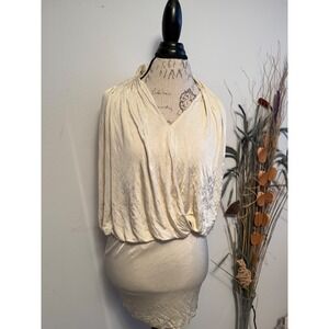 Flavio Castellani Cream Draped Open Back Mini Dress Made in Italy Size 40 A3726